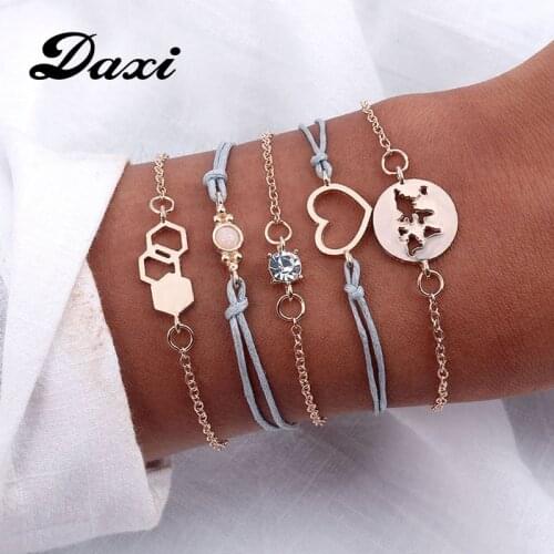 DAXI Boho Charm Gold Bracelets For Women Vintage Bangles Jewellery For women Braclet Accessories Bracelet Set Gifts