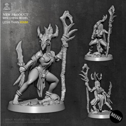 45mm Resin Figure Kits Female raven priest model self-assembled TD-2268B