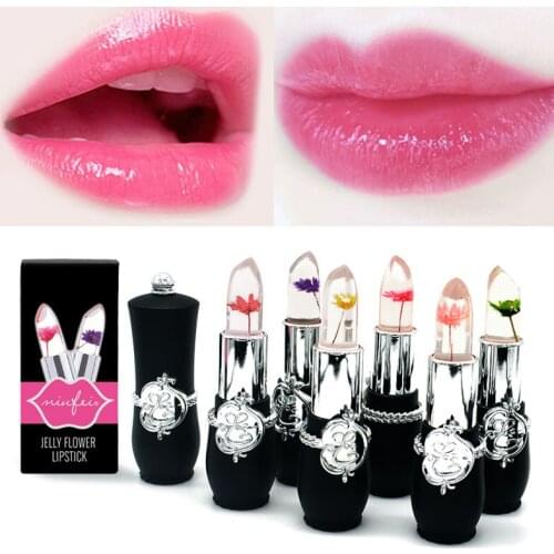 6PCS MINFEI A108 Flower Lipstick Crystal Jelly Magic Lipgloss makeup set Temperature Change Color Lip Balm lasting Moisturizer