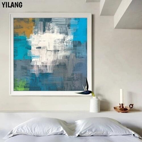 Handmade Abstract Poster Secret Mess Color Wall Art Picture Blue Yellow White Lines Canvas Painting For Living Room Nordic Decor