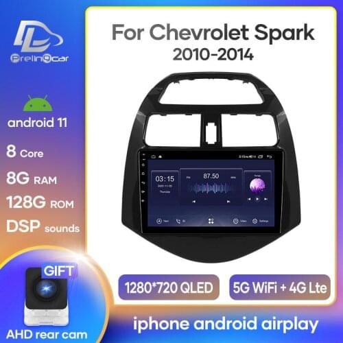 Prelingcar Android 10.0 For Chevrolet Spark M300 2010 11 12 13 14 Car Radio Multimedia Video Player GPS Navigation NO DVD 2 Din