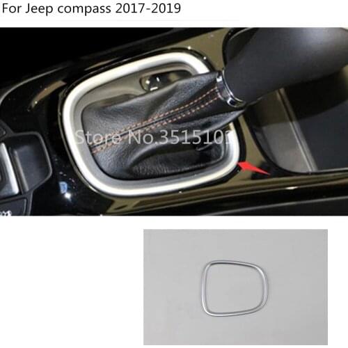 Car stick ABS chrome middle Shift Stall Paddle cup lamp frame trim armrest handle 1pcs For Jeep compass 2017 2018 2019 2020