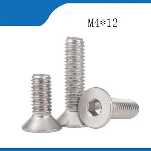 Free shipping100pcs DIN7991 M4 x 12 A2 Stainless Steel Screw Hexagon Hex Socket Countersunk Head Cap Screwsstainless nails,bolts