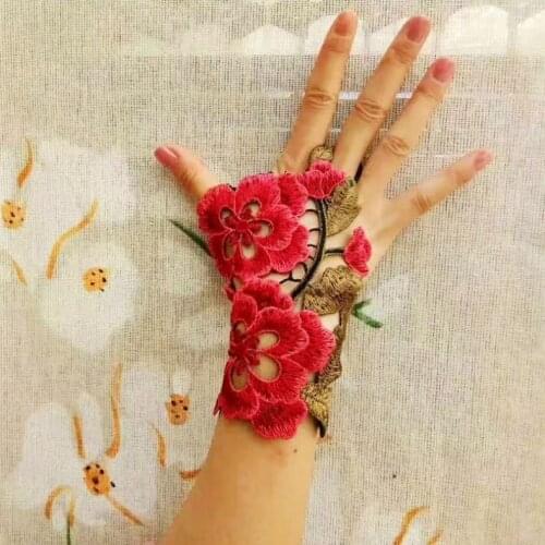 Ethnic style embroidery wristband stage performance embroidery bracelet wedding decoration half finger gloves