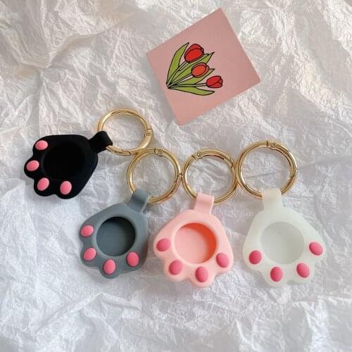 For AirTags Case Cute Cartoon Korea Cat Paw Soft Silicone Protection Anti-lost Protective Case For AirTag Locator Tracker Cover