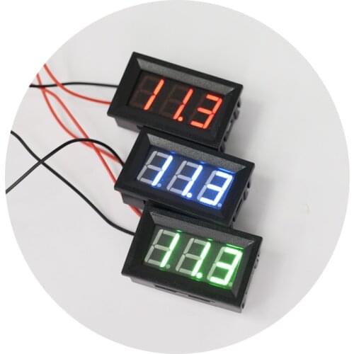 Digital Voltmeter DC 2.5V to 30V Digital Voltmeter Voltage Panel Meter Red/Blue/Green For 6V 12V Electromobile Motorcycle Car