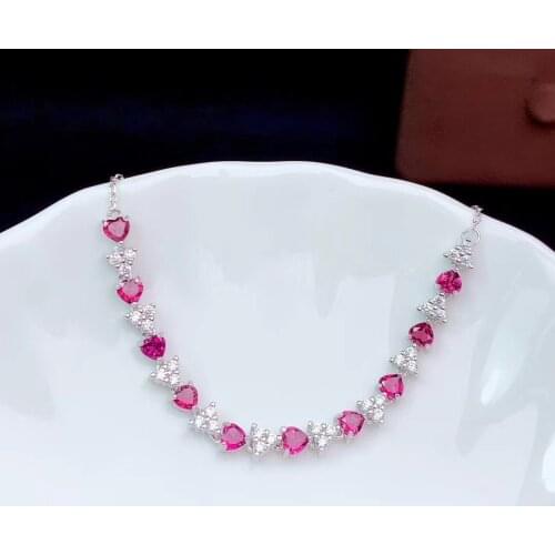 CoLife Jewelry Fashion Gemstone Bracelet for Daily Wear 10 Pieces 4mm Natural Garnet 925 Silver Garnet Bracelet Gift for Woman