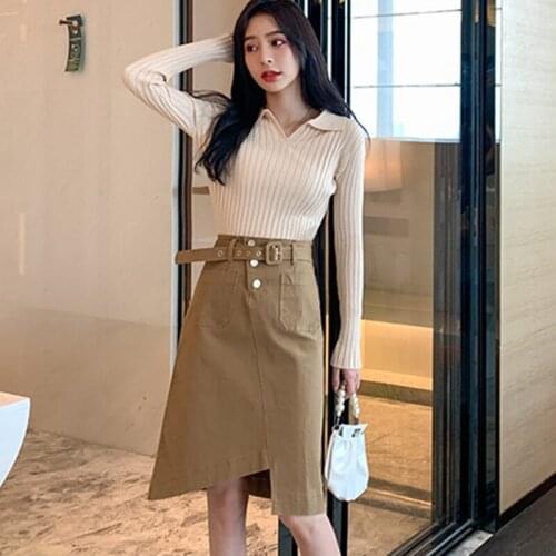 Natural spot early autumn new han edition jeans skirts code package of irregular a word hip fat mm one pace