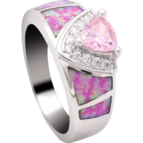 Hainon 43% off Women Wedding Fire Opal Rings green pink CZ elegant wedding engagement silver color promise finger rings jewelry