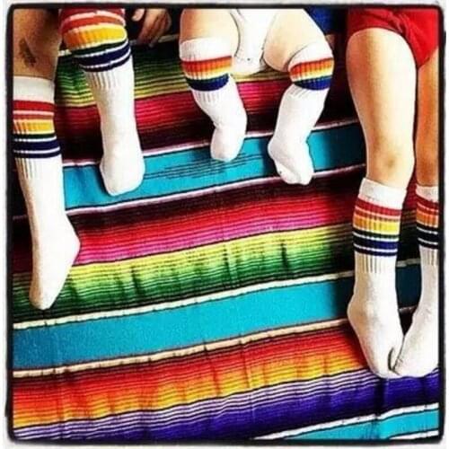 Unisex baby cotton socks Baby boy/girls socks Kids Ins Rainbow Middle/Knee Socks 0-6y infantis socks toddler Girls clothing