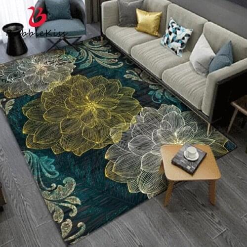 Bubble Kiss Carpets For Living Room Postmodern Style Customize Rug Creativity Golden Floral Floor Mat Rug Home Luxury Decor Rug