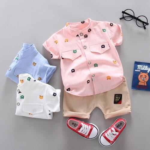 Summer Korean Version Of The Thin Infant Baby Children Set Small Panda Cartoon Cotton Short-sleeved Shorts Two-piece Tide