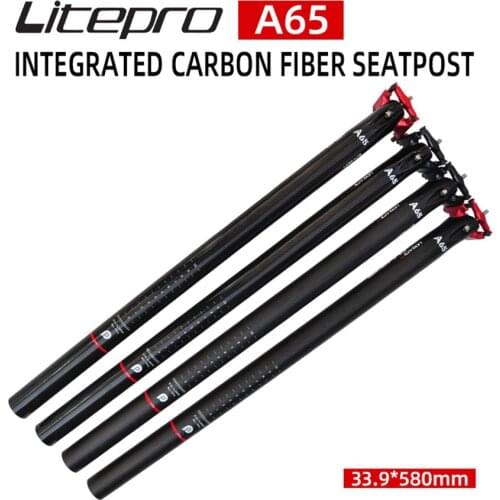 Litepro 412 BMX Bicycle Seat Rod A65 Carbon Fiber Integrated Seatpost Folding Bike 33.9*580MM Seat Tube