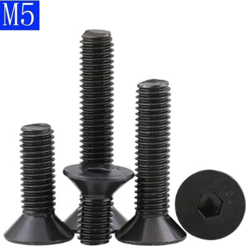 M5 - 0.8 5mm DIN7991 Black 10.9 Class Alloy Steel Hex Socket Countersunk Head Screw Flat Hex Socket bolts DIN 7991