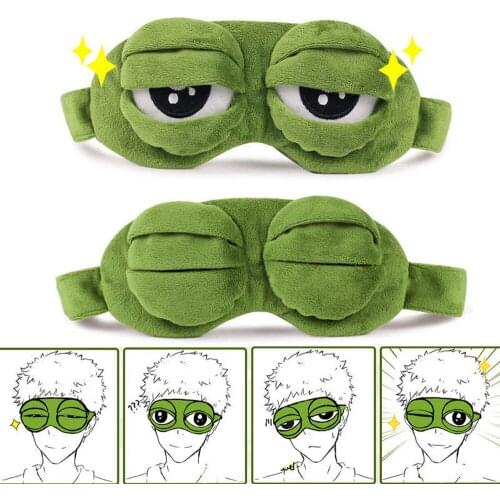 Travel Sleep Eye Mask 3D Sad Frog Padded Shade Cover Sleeping Blindfold Rest Fun Closed/Open Eye Funny Eye Mask