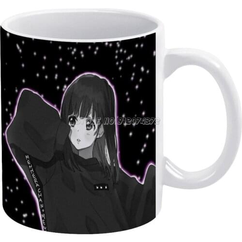 Cute Animegirl! Coffee Mugs Style Cartoon Tea Coffee Mug Cup Birthday Gift Collection Anime Girls Pink Salmonpink Animegirl Cat