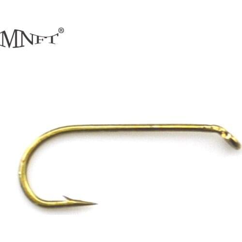MNFT 100Pcs/Lot Abrasion Resistance Sharp Fly Tying Round Bend Dry Fly Hook Brass Color Standard Hooks 12# 10