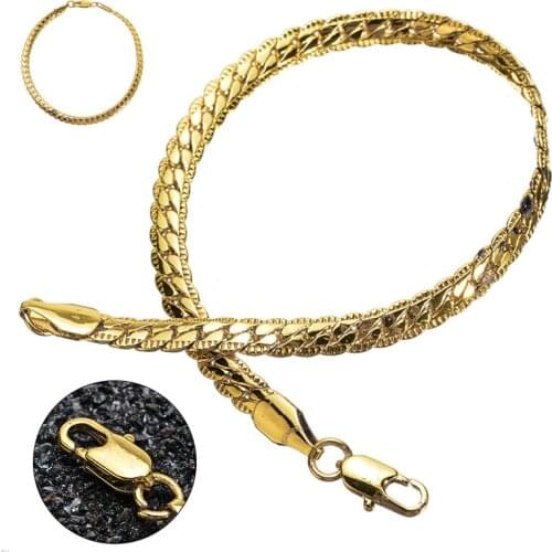 Fashion Bracelet Jewelry Gold Color Flat Snake Bone Bangle Bracelet Shellhard Curb Chain Men Daily Party Travel Male Pulseira