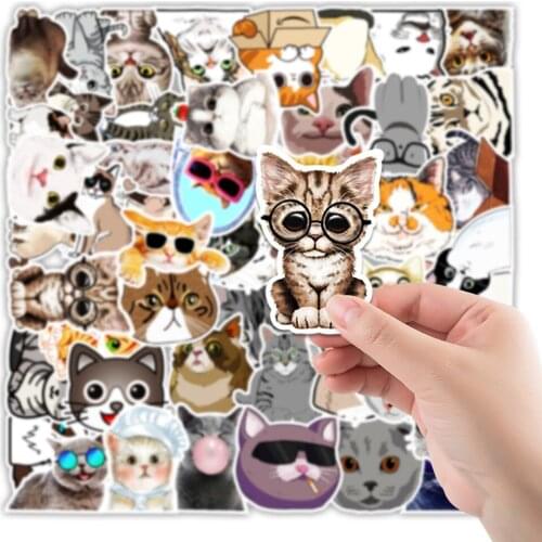 10/50PCS Kawaii Cat Stickers Decal for Girl Cute Cartoons Animal Sticker To Suitcase Stationery Fridge Water Bottle Guitar Toy
