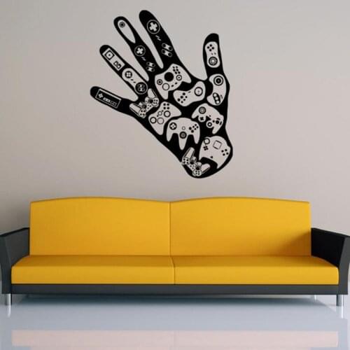 Video Game Controller Hand Wall Sticker for Living Room Bedroom Kids Playroom Wall Decor Poster Vinyl Wall Decal Home Decor B453