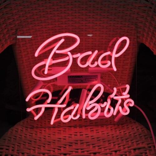 Pink Bad Habits Neon Sign Led Letreros Luminosos Lighting Lampka Nocna Aesthetic Home Room Decor Bedroom Birthday Party Wall