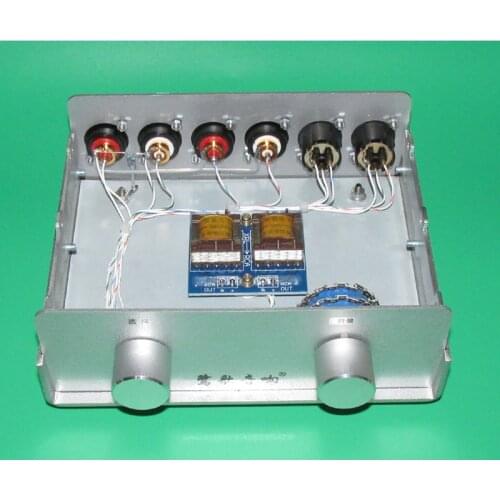 One balanced signal input, two RCA selective output passive front stage, volume control, signal selector