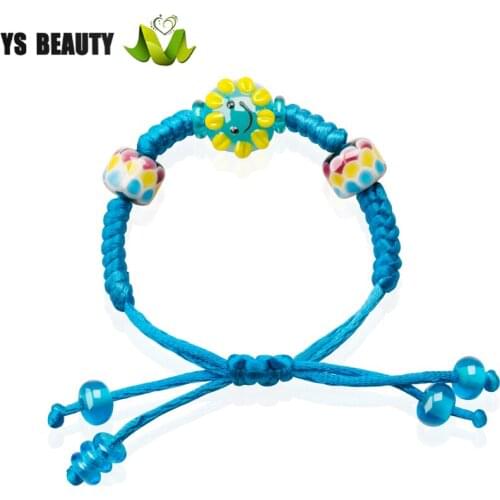 Sunflower coloured glass woven bracelet implies romantic love Holiday gifts for friends and girlfriends