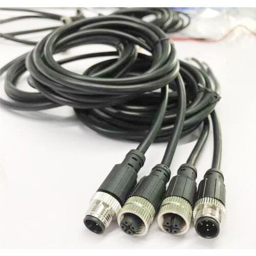 Straight/Right Angle Bend Waterproof 4pin 5pin 8pin 12pin M12 Sensor Connector Injection Aviation Male Female Plug 5M Cable Wire