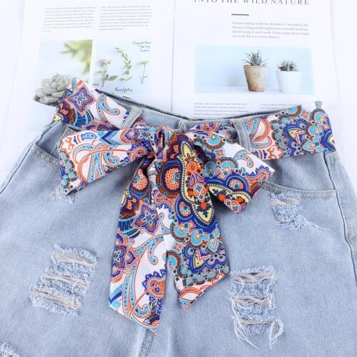 New fashion women Cloth designers belts ribbon chiffon printing knot rope for dresses jeans wide waistband belts