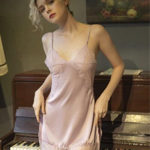 Sexy Pajamas Nightwear Deep V Back Passion Backless Slit Strap Nightgown Female Suit Sleepwear Womens Lingerie Hot Erotic Dress