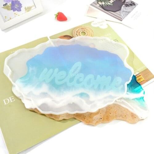 DIY Welcome Sign Silicone Molds Crystal Epoxy Craft Mold For English Blessing Words Welcome Doorplate Silicone Mold