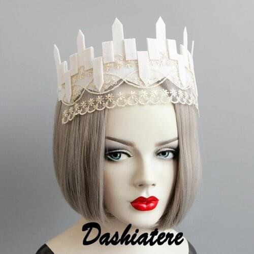 Birthday Tiara for Adults Kids Child White Lace Princess Crown Headdress Goddess Hair Jewelry Lolita Aaccessories