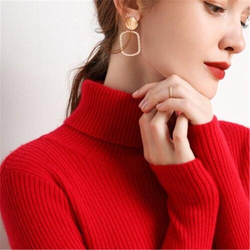 Big Size New Women Turtleneck Sweater 2021 Autumn Winter Warm Soft Knitted Pullover Femme Jumper Women Cashmere Sweater 98