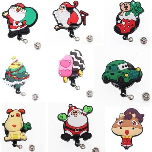 10pcs/Cute pattern ID Badge Holder Retractable Christmas gifts