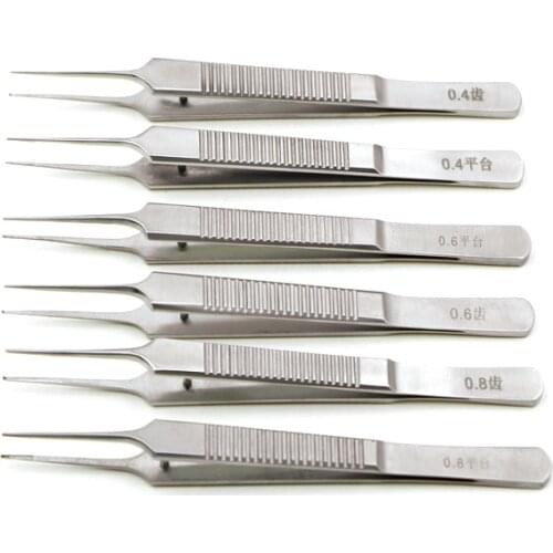 10cm ophthalmic fine plastic tweezers 0.40.60.8 toothed platform double eyelid plastic tools stainless steel tweezers