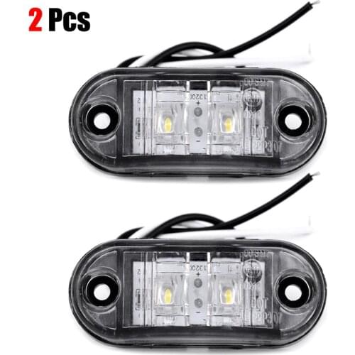 2Pcs 12V 24V LED Side Marker Lights Car External Lights Warning Tail Light Auto Trailer Truck Lorry Lamps White Color
