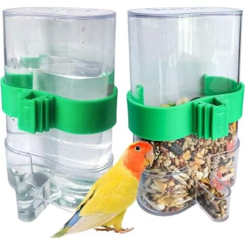 1Pc 13*8cm Automatic Pet Bird Feeder Acrylic Water Drinker Food Waterer Bowl Cage Parrot Bird Feeder Farming Equipment Green