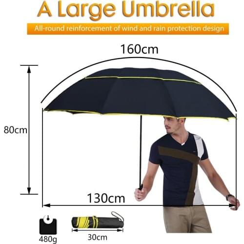 130cm Big Top Quality Umbrella Men Rain Woman Windproof Large Paraguas Male Women Sun 3 Floding Big Umbrella Outdoor Parapluie