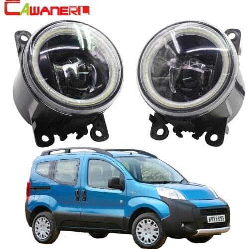 Cawanerl For Peugeot Bipper Tepee 2008-2018 Car H11 LED Lamp Front Fog Light 4000LM Angel Eye Daytime Running Light DRL 12V