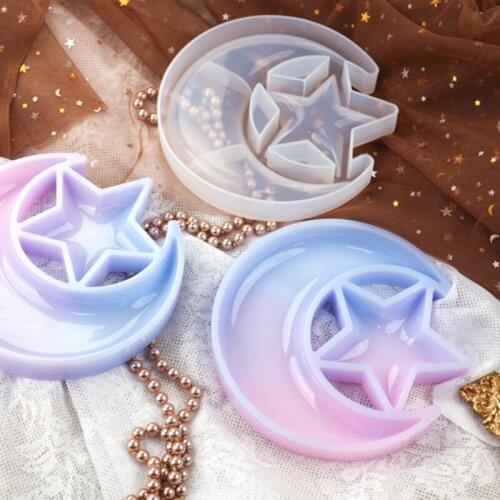 Diy Crystal Epoxy Resin Star Moon Plate Dish Storage Box Silicone Mirror Mold silicone mold
