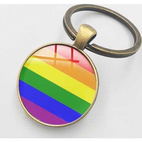 Gay six-color rainbow gay pull six-color rainbow gay gay bronze keychain Free Shiping