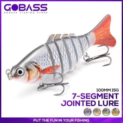 GOBASS Crankbait Fishing Tackle Equipment 7 Segments Sinking Wobblers For Pike 10cm 15g Bait Swimbait Multi Jointed Fishing Lure