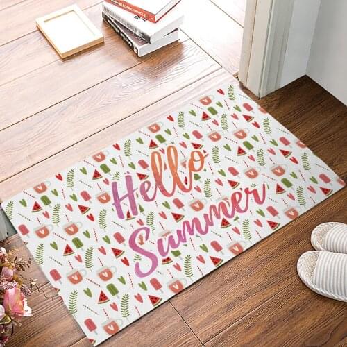 Hello Summer Watermelon Door Mats Kitchen Floor Bath Entrance Rug Mat Absorbent Indoor Bathroom Rubber Non Slip