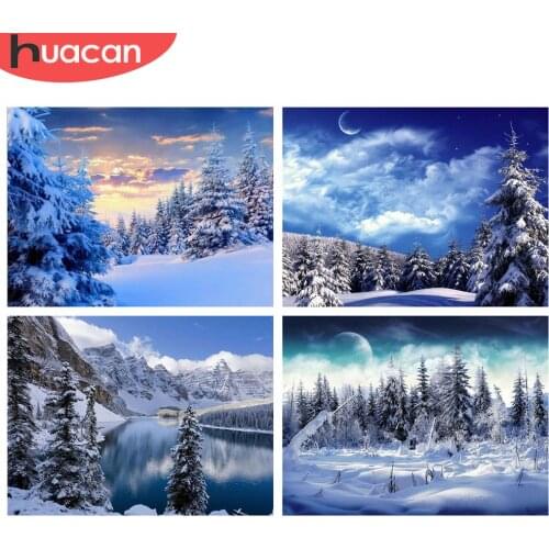 HUACAN 5d Diamond Painting Winter Landscape Full Square Drill Diamond Embroidery Cross Stitch Tree Mosaic Needlework Home Decor