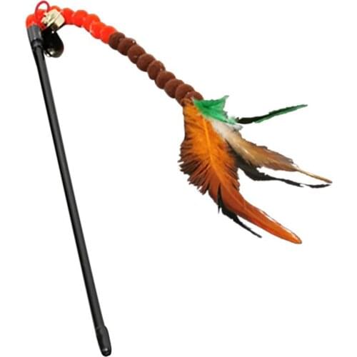 1pc Cat Teasing Wand Toy Interactive Fake Feather Decor Cat Wand Kitten Teaser Toy With Bell Pet Supplies Pet Accessories