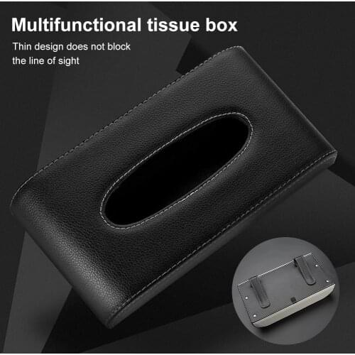 Leather Tissue Storage Box Towel Set Detachable Tissue Box Car Sun Visor Tissue Box Bracket Car Interior Storage Decoration