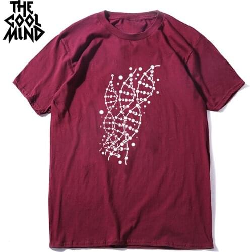 COOLMIND 100% cotton o-neck DNA print cool men t shirt casual summer loose short sleeve o-neck men Tshirt t-shirt tee shirt