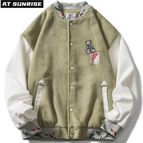 2021 Hip Hop Streetwear Bomber Jacket Vintage Retro embroidery Jacket Coat Men Outwear Harajuku Cotton Casual fashion clothing