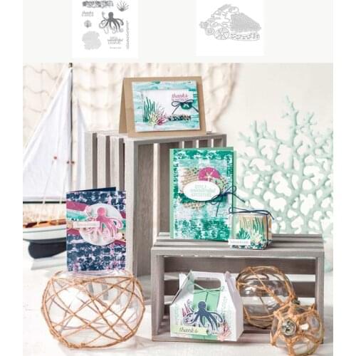 Metal cutting dies cut die and stamp Octopus ocean series mold Scrapbook paper craft knife mould blade punch stencils