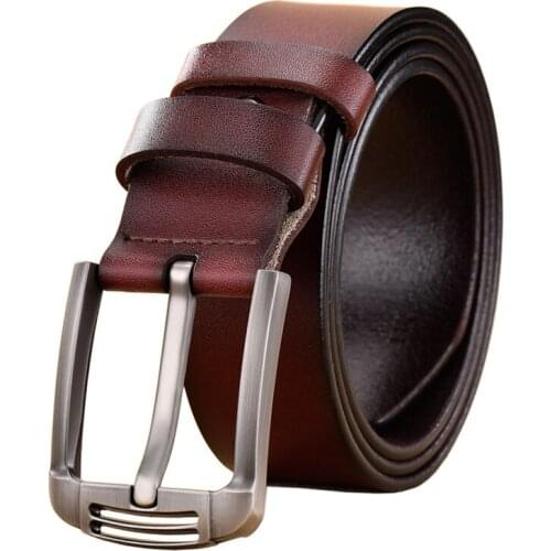 BEAFIRY Men’s Casual Leather Jeans Belts Thick Alloy Prong Buckle Work Dress Belt for Male Adjustable Size designer Fashion Gift